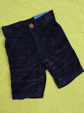 NWT. Baby BOYS Navy BLUE Corduroy PANTS  Elastic Waistband - SNAP & ZIPPER (Q2)